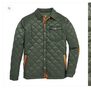 Men's Quilted Olive Jacket with Brown Accents